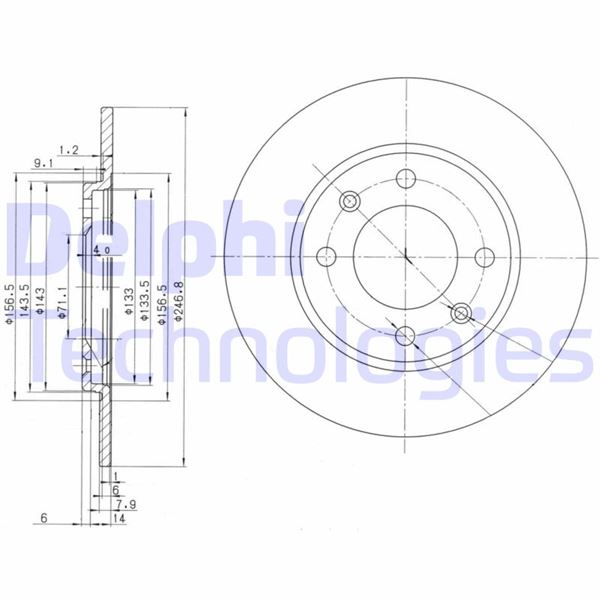 DELPHI BG2445 Fren Sistemleri Fren Diski - PEUGEOT 205 I (741A/C) uyumlu