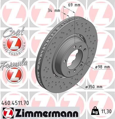 ZIMMERMANN 460.4511.70 Fren Sistemleri Fren Diski - PORSCHE 911 (991) uyumlu