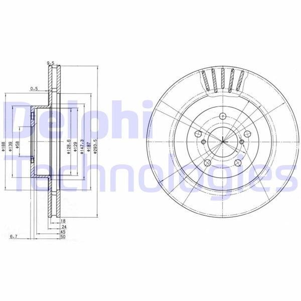 DELPHI BG3413 Fren Sistemleri Fren Diski - SUBARU IMPREZA Station wagon (GF) uyumlu