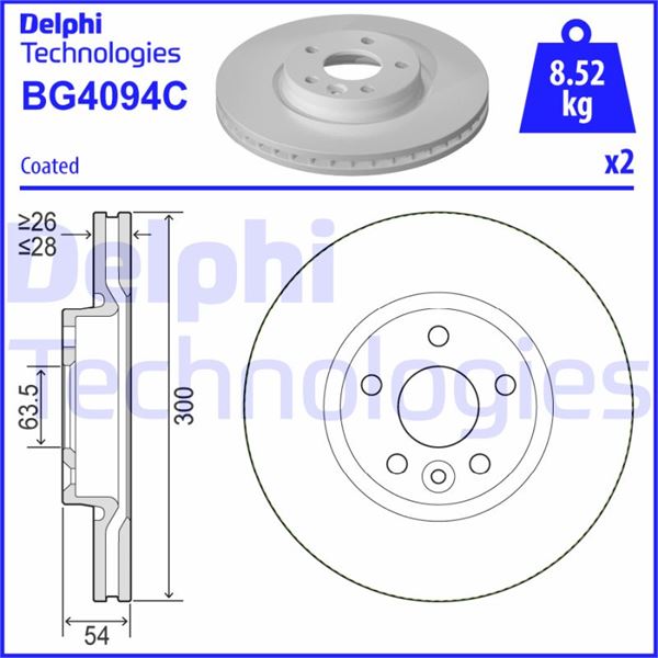 DELPHI BG4094C Fren Sistemleri Fren Diski - LAND ROVER FREELANDER 2 (L359) uyumlu