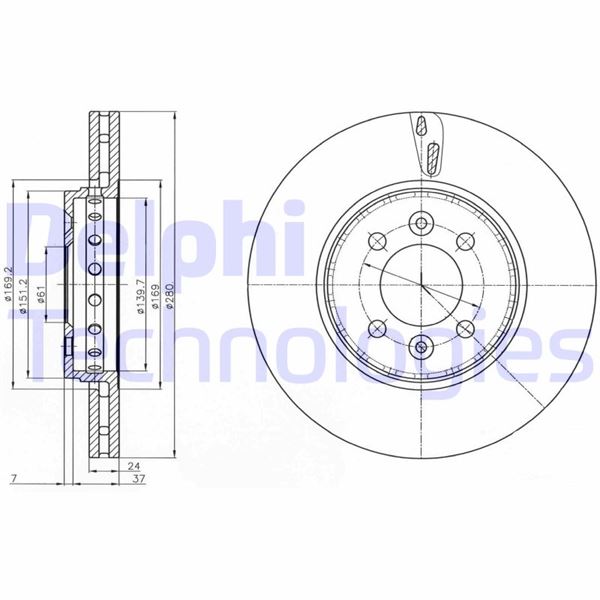 DELPHI BG4536C Fren Sistemleri Fren Diski - RENAULT MEGANE II Station wagon (KM0/1_) uyumlu