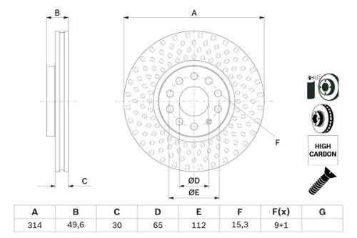 BOSCH 0 986 479 735 Fren Sistemleri Fren Diski - SEAT ALHAMBRA (710, 711) uyumlu