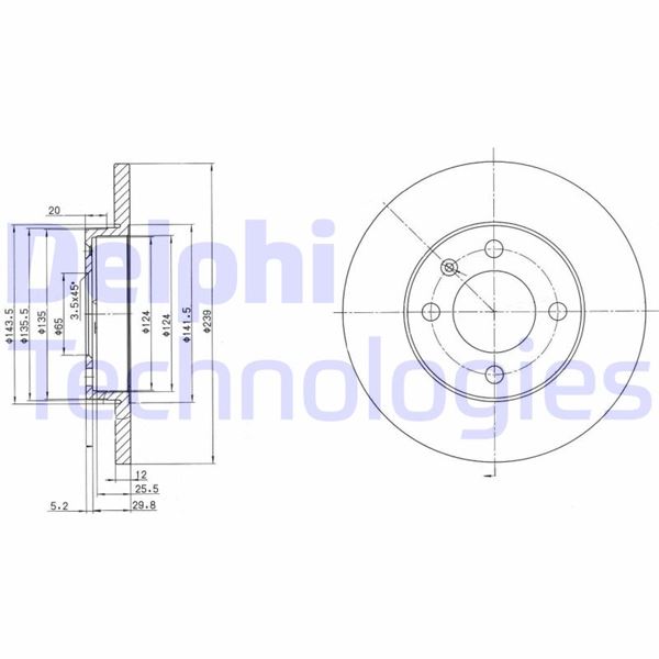 DELPHI BG2116 Fren Sistemleri Fren Diski - AUDI 80 B1 Sedan (80, 82) uyumlu