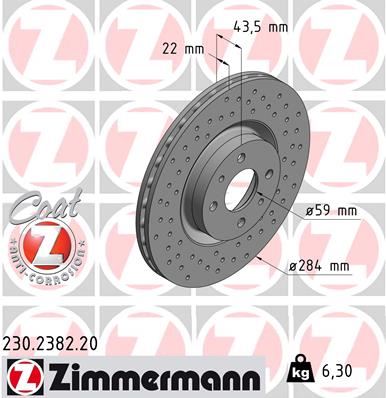 ZIMMERMANN 230.2382.20 Fren Sistemleri Fren Diski - ABARTH 500 / 595 / 695 uyumlu