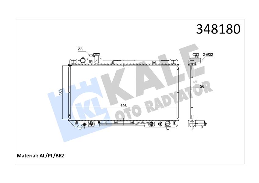 KALE OTO RADYATÖR 348180 Soğutma Sistemi Su Soğutucu & Parçaları - TOYOTA RAV 4 I (_A1_) uyumlu