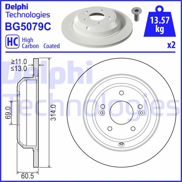 DELPHI BG5079C Fren Sistemleri Fren Diski - HYUNDAI GENESIS Coupe uyumlu