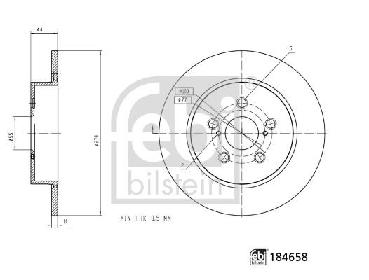 FEBI BILSTEIN 184658 Fren Sistemleri Fren Diski - TOYOTA YARIS (_P21_, _PA1_, _PH1_) uyumlu