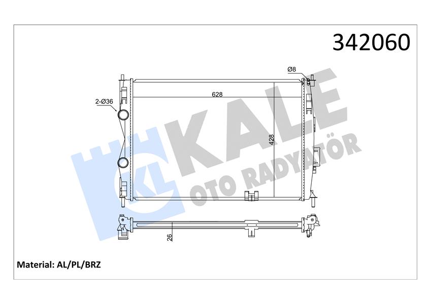 KALE OTO RADYATÖR 342060 Soğutma Sistemi Su Soğutucu & Parçaları - NISSAN QASHQAI I (J10, NJ10) uyumlu