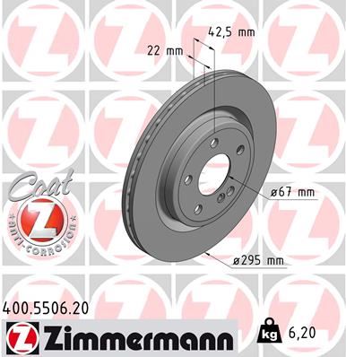 ZIMMERMANN 400.5506.20 Fren Sistemleri Fren Diski - MERCEDES-BENZ CLA Coupe (C117) uyumlu