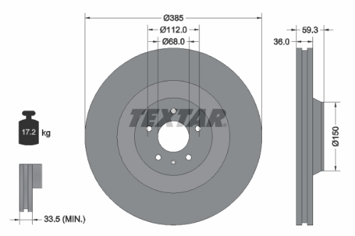TEXTAR 92184203 Fren Sistemleri Fren Diski - AUDI A8 D3 (4E2, 4E8) uyumlu
