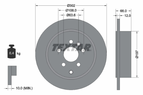 TEXTAR 92162703 Fren Sistemleri Fren Diski - LAND ROVER FREELANDER 2 (L359) uyumlu