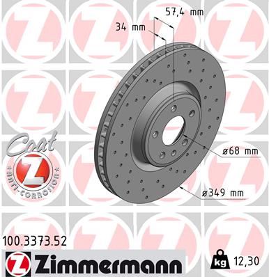 ZIMMERMANN 100.3373.52 Fren Sistemleri Fren Diski - AUDI Q7 (4MB, 4MG, 4MQ) uyumlu