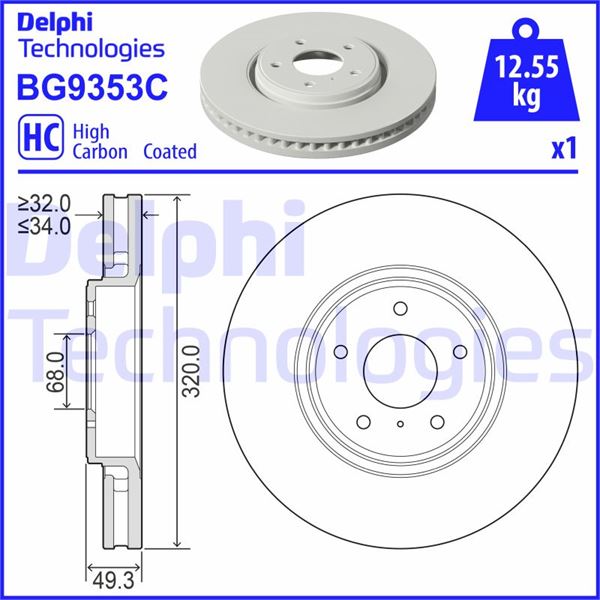 DELPHI BG9353C Fren Sistemleri Fren Diski - INFINITI M (Y51) uyumlu