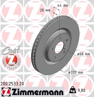 ZIMMERMANN 200.2533.20 Fren Sistemleri Fren Diski - NISSAN X-TRAIL III (T32_, T32R, T32RR) uyumlu