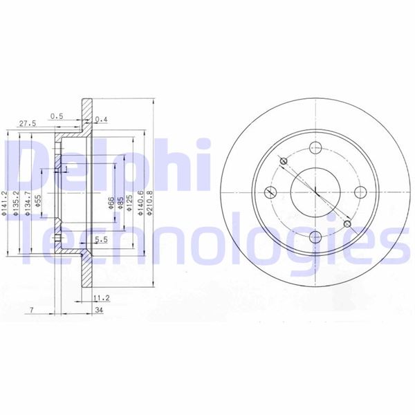 DELPHI BG3561 Fren Sistemleri Fren Diski - DAIHATSU CUORE VI (L251, L250_, L260_) uyumlu