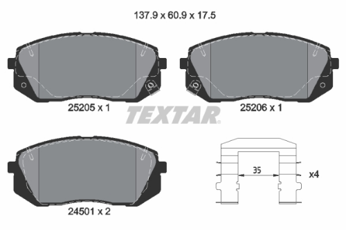 TEXTAR 2520501 Fren Sistemleri Fren Balatası - KIA SPORTAGE III (SL) uyumlu