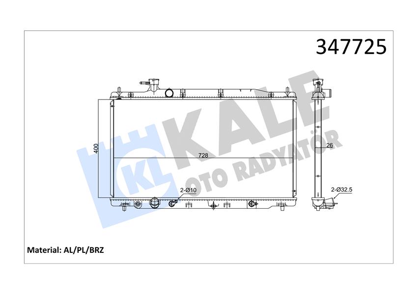 KALE OTO RADYATÖR 347725 Soğutma Sistemi Su Soğutucu & Parçaları - HONDA CR-V III (RE_) uyumlu