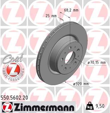 ZIMMERMANN 550.5602.20 Fren Sistemleri Fren Diski - TESLA MODEL 3 (5YJ3) uyumlu