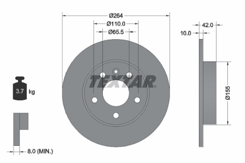 TEXTAR 92092103 Fren Sistemleri Fren Diski - OPEL MERIVA A MPV (X03) uyumlu