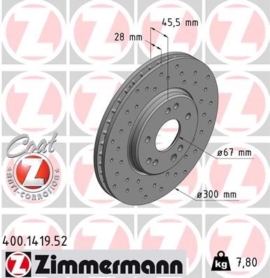 ZIMMERMANN 400.1419.52 Fren Sistemleri Fren Diski - MERCEDES-BENZ 190 (W201) uyumlu