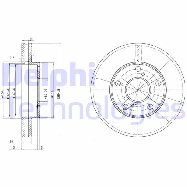 DELPHI BG3177 Fren Sistemleri Fren Diski - TOYOTA CAMRY (_V1_) uyumlu