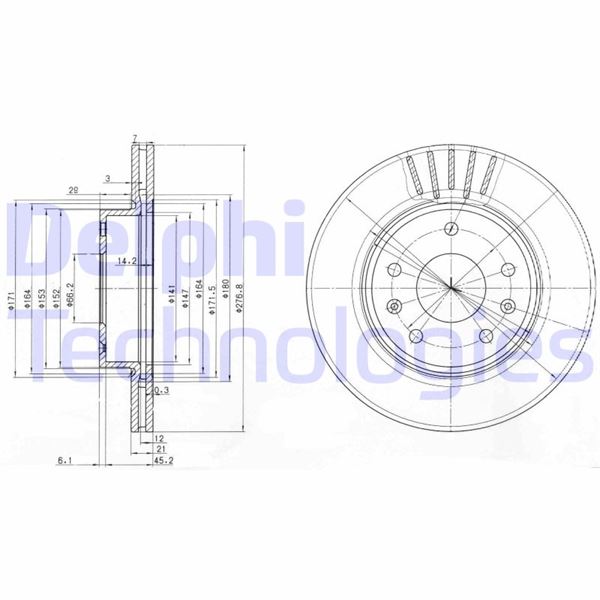 DELPHI BG3702C Fren Sistemleri Fren Diski - LAND ROVER FREELANDER I (L314) uyumlu