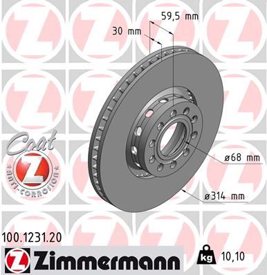 ZIMMERMANN 100.1231.20 Fren Sistemleri Fren Diski - AUDI 100 C4 Sedan (4A2) uyumlu