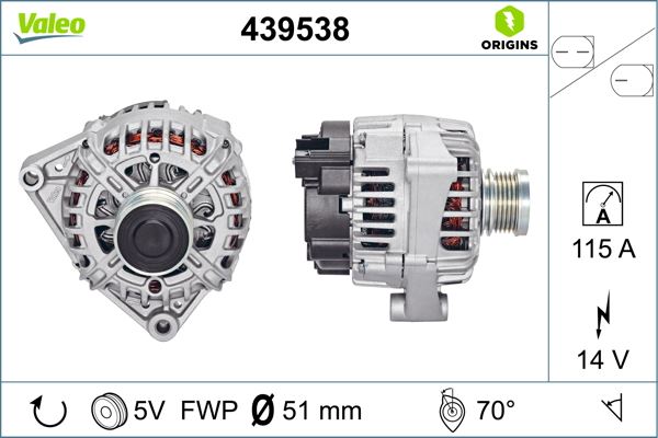 VALEO 439538 Elektrik Sistemi Alternatör - SMART FORFOUR (454) uyumlu