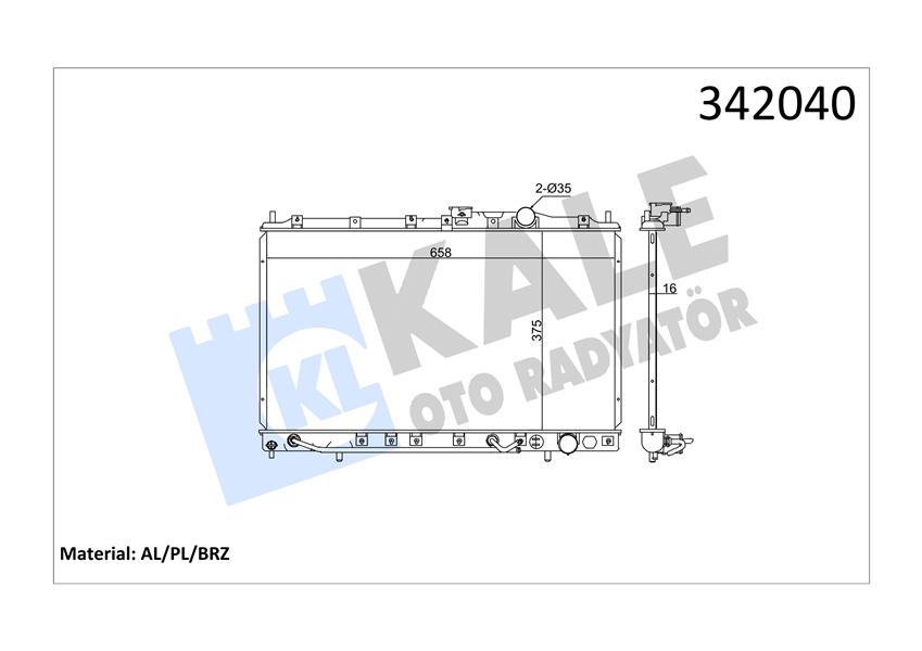 KALE OTO RADYATÖR 342040 Soğutma Sistemi Su Soğutucu & Parçaları - MITSUBISHI LANCER IV Hatchback (C6_A, C7_A) uyumlu