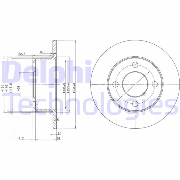 DELPHI BG2747 Fren Sistemleri Fren Diski - AUDI 100 C3 Sedan (443, 444) uyumlu