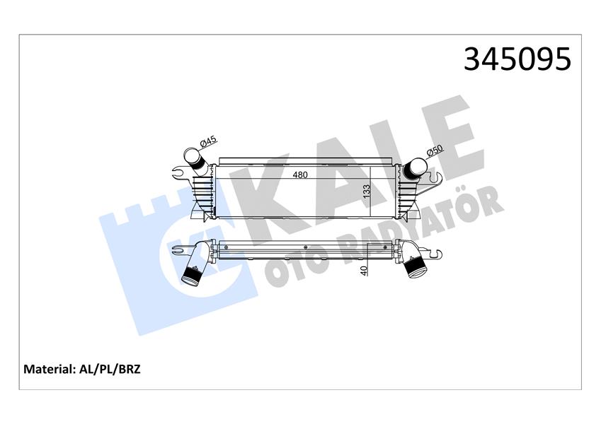 KALE OTO RADYATÖR 345095 Motor Turbo Radyatörü - RENAULT KANGOO (KC0/1_) uyumlu