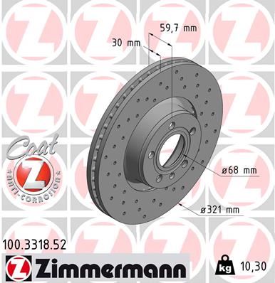 ZIMMERMANN 100.3318.52 Fren Sistemleri Fren Diski - AUDI A6 C6 (4F2) uyumlu