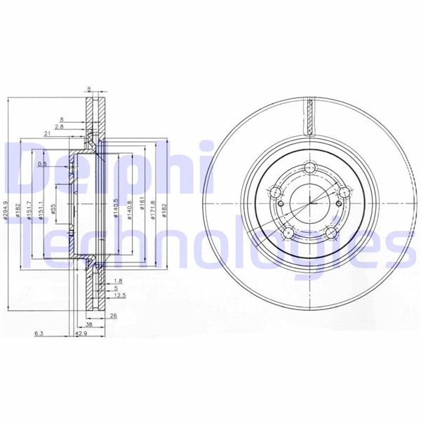 DELPHI BG3914 Fren Sistemleri Fren Diski - TOYOTA AVENSIS Sedan (_T25_) uyumlu