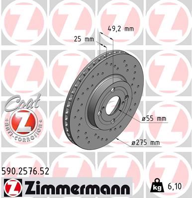 ZIMMERMANN 590.2576.52 Fren Sistemleri Fren Diski - TOYOTA COROLLA Station wagon (_E11_) uyumlu