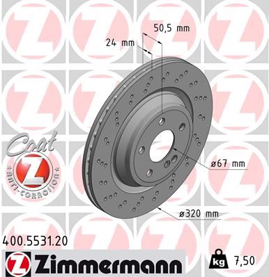 ZIMMERMANN 400.5531.20 Fren Sistemleri Fren Diski - MERCEDES-BENZ SL (R231) uyumlu