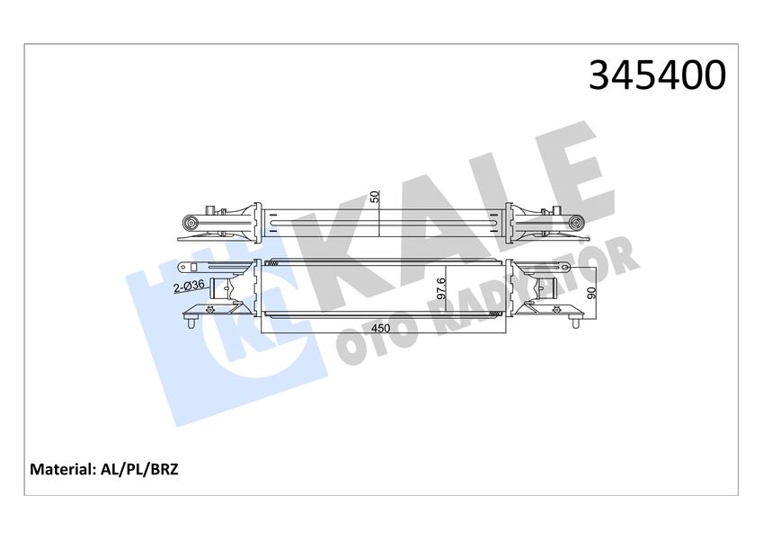 KALE OTO RADYATÖR 345400 Motor Turbo Radyatörü - FIAT GRANDE PUNTO (199_) uyumlu