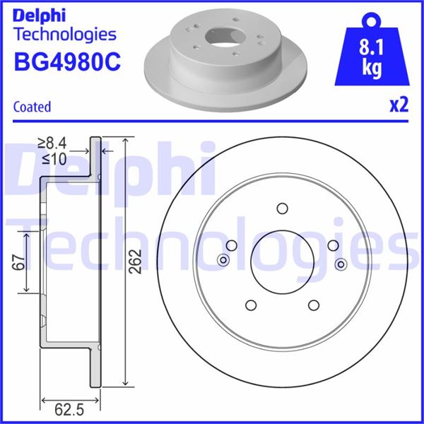 DELPHI BG4980C Fren Sistemleri Fren Diski - SSANGYONG KORANDO (CK) uyumlu