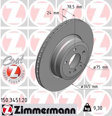 ZIMMERMANN 150.3451.20 Fren Sistemleri Fren Diski - BMW X6 (E71, E72) uyumlu