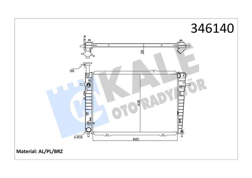 KALE OTO RADYATÖR 346140 Soğutma Sistemi Su Soğutucu & Parçaları - HYUNDAI TUCSON (JM) uyumlu