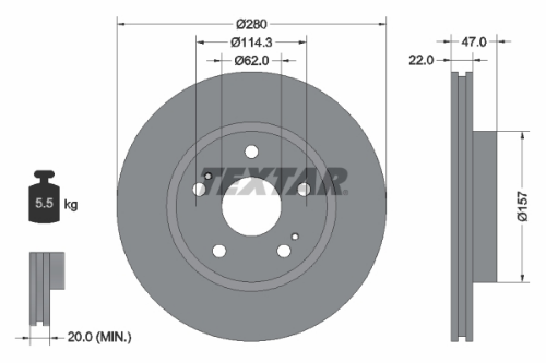 TEXTAR 92222100 Fren Sistemleri Fren Diski - SUZUKI SX4 Sedan (GY, RW) uyumlu