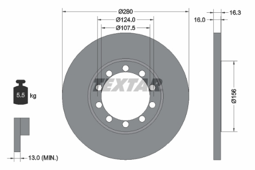 TEXTAR 92152003 Fren Sistemleri Fren Diski - FORD TRANSIT Minibüs/Otobüs (FD_ _, FB_ _, FS_ _, FZ_ _, FC_ _) uyumlu