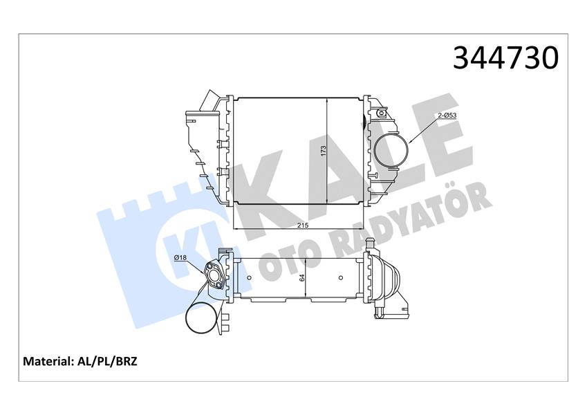 KALE OTO RADYATÖR 344730 Motor Turbo Radyatörü - AUDI A4 B5 (8D2) uyumlu
