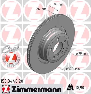 ZIMMERMANN 150.3440.20 Fren Sistemleri Fren Diski - BMW 7 (E65, E66, E67) uyumlu