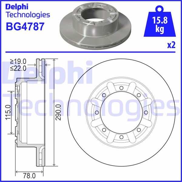 DELPHI BG4787 Fren Sistemleri Fren Diski - RENAULT TRUCKS MASCOTT Platform şasi uyumlu
