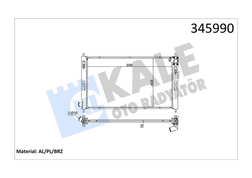KALE OTO RADYATÖR 345990 Soğutma Sistemi Su Soğutucu & Parçaları - MITSUBISHI OUTLANDER II (CW_W) uyumlu