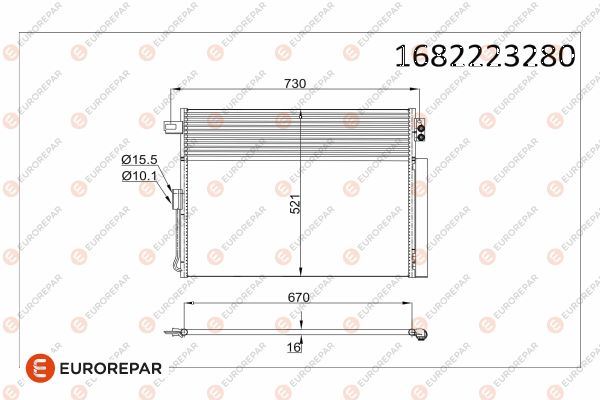 EUROREPAR 1682223280 İklimlendirme Sistemi Klima Radyatörü - JEEP GRAND CHEROKEE IV (WK, WK2) uyumlu