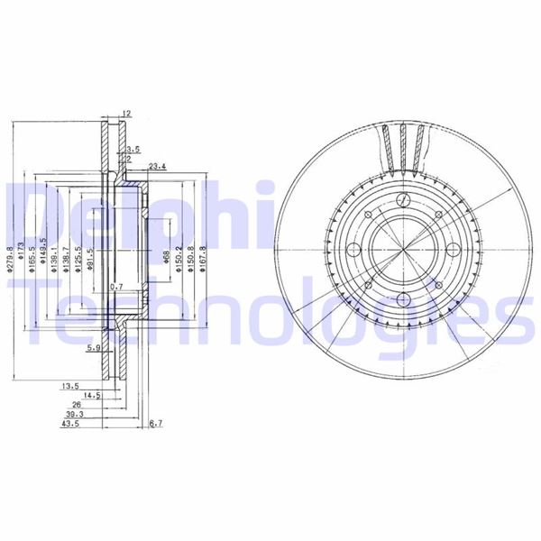 DELPHI BG2720 Fren Sistemleri Fren Diski - VOLVO 850 (854) uyumlu
