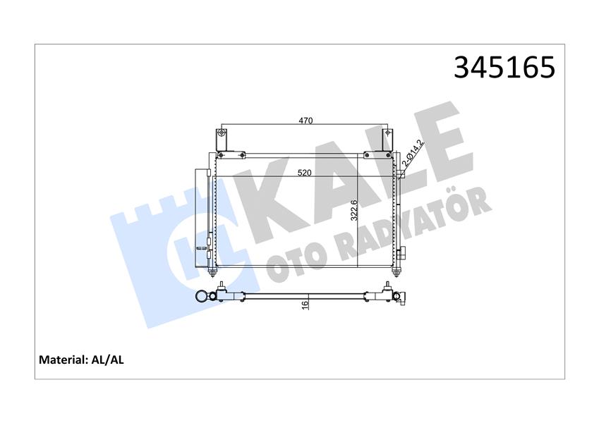 KALE OTO RADYATÖR 345165 İklimlendirme Sistemi Klima Radyatörü - CHEVROLET MATIZ (M200, M250) uyumlu