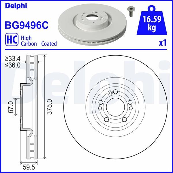 DELPHI BG9496C Fren Sistemleri Fren Diski - MERCEDES-BENZ GLE (V167) uyumlu