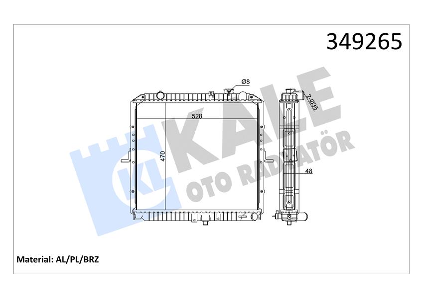 KALE OTO RADYATÖR 349265 Soğutma Sistemi Su Soğutucu & Parçaları - KIA K2500 Platform şasi (SD) uyumlu
